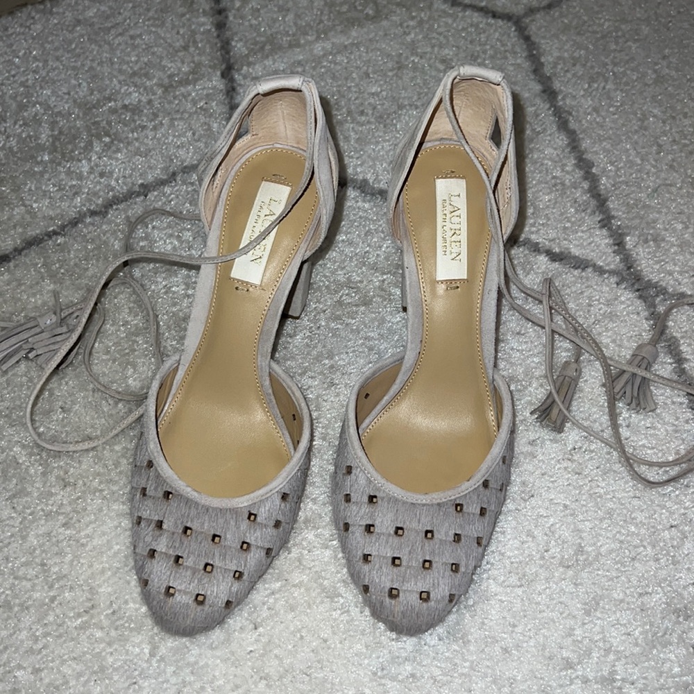 Hair calf strapy heels